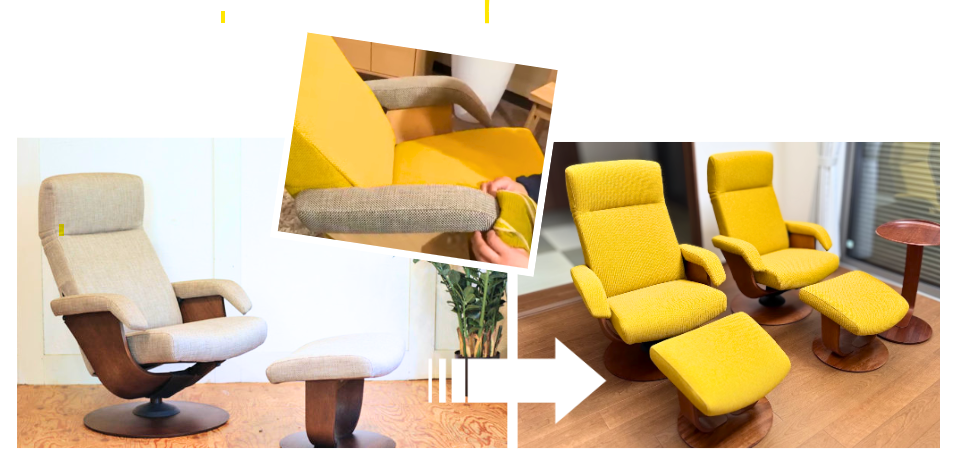 THE FIRSTの張地変更前後と作業中の様子